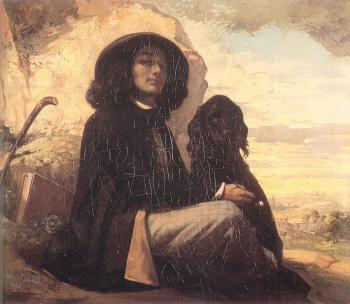 Gustave Courbet : Self Portrait (Courbet with a Black Dog)